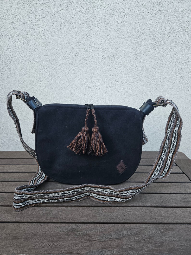 Sac à main bandoulière en cuir péruvien artisanal pour femme image 6