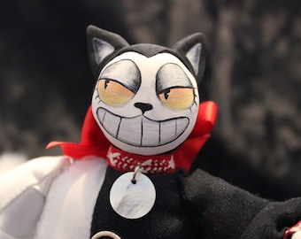 OOAK Tuxedo Black and White Cat Clown Art Doll (1 Available)