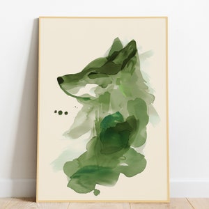 Sage Wolf | Green Nursery Wall Art Sage | Printable Wall Art Boho Nursery Digital Download Gender Neutral Nursery Boys Art Nature Theme