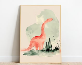 Blush Pink Sage Dinosaur | Nursery Wall Art Sage | Printable Wall Art | Boho Nursery | Digital Download Gender Neutral Nursery Girls Art