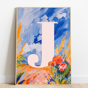 Letter Print | Monogram Nursery Wall Art Download | Nursery Letter Print Letter Art Print | Initial M Letter | Kids Room Decor Anthropologie