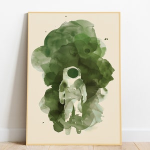 Sage Astronaut | Green Nursery Wall Art Sage | Printable Wall Art Boho Nursery Digital Download Gender Neutral Nursery Boys Art Space Theme