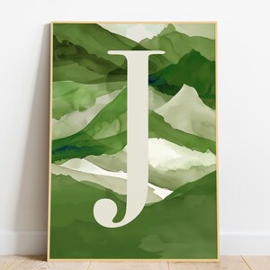 Sage Initials | Green Nursery Wall Art Sage | Printable Wall Art Boho Nursery Digital Download Gender Neutral Nursery Boys Art Preppy Theme