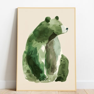 Sage Bear | Green Nursery Wall Art Sage | Printable Wall Art Boho Nursery Digital Download Gender Neutral Nursery Boys Art Nature Theme