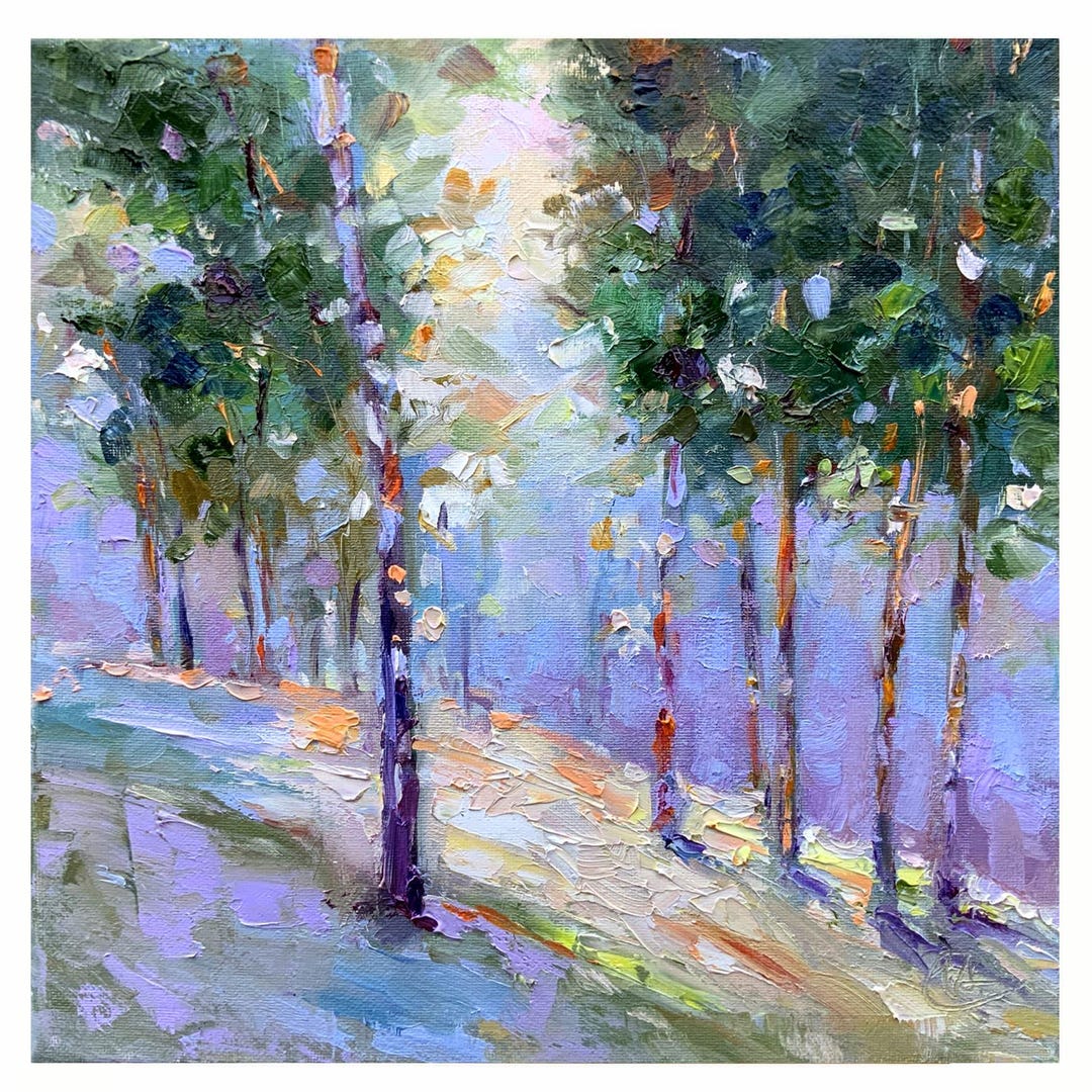 Landscape Painting Original Forest Oil Impasto on Canvas, Textured ...