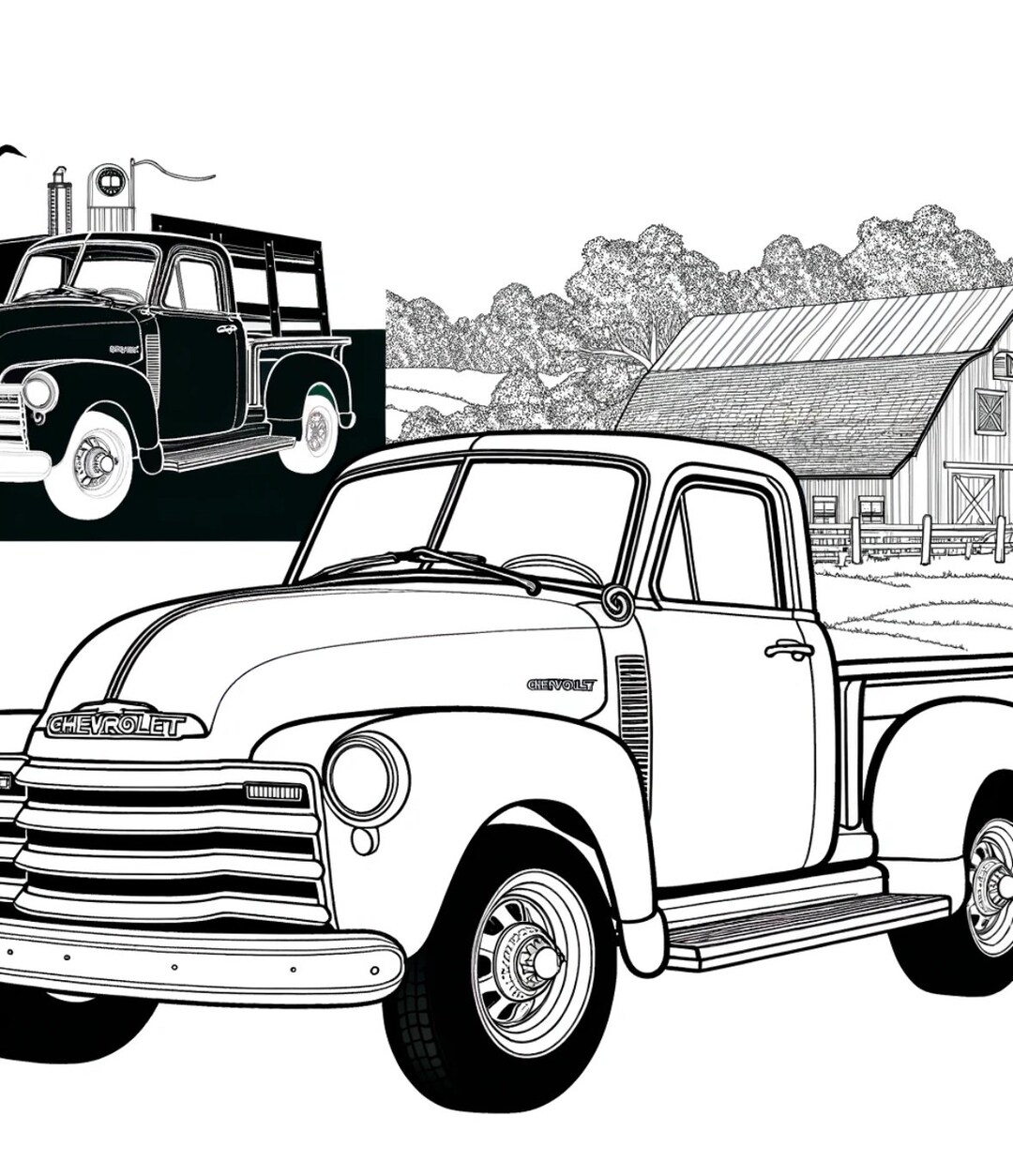 Classic Truck Coloring Page. Printable - Etsy Australia
