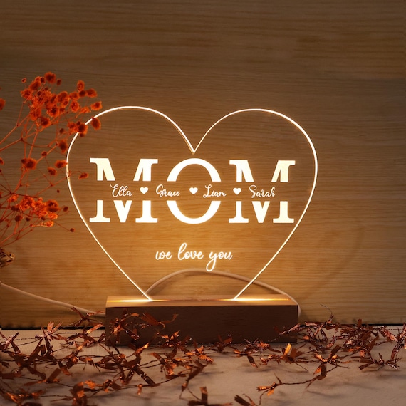 Personalized Mom Night Light Gift for Mother's Day, Custom Message