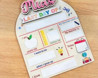 Cartello personalizzato per il primo e l'ultimo giorno di scuola: ricordo in legno riutilizzabile