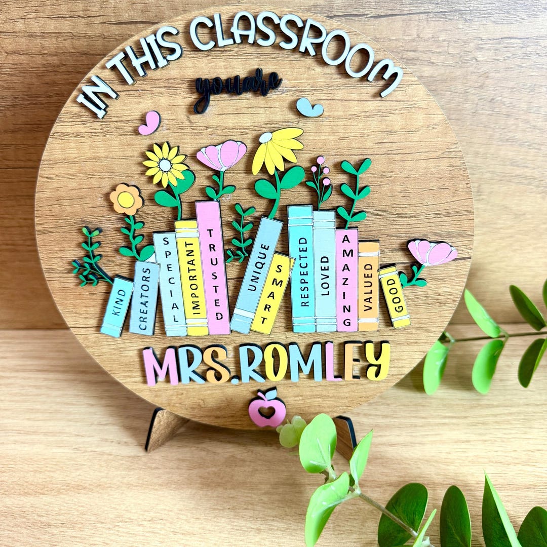 Personalized Teacher Door Sign: Wooden Classroom Decor - Etsy