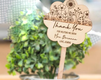 Personalized Teacher Plant Gift Card Holder: Thank You For Helping Me Grow