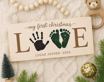 Baby First Christmas Keepsake, Christmas Footprints Infant, DIY Footprint Art, DIY Holiday Footprint Craft, My First Christmas Sign Toes