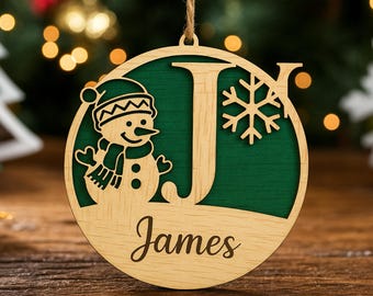 Christmas Holiday Gifts,Custom Christmas Ornaments,Christmas Balls Name Decor,Personalized Xmas Wooden Ornament,2025 Family Snowman Ornament