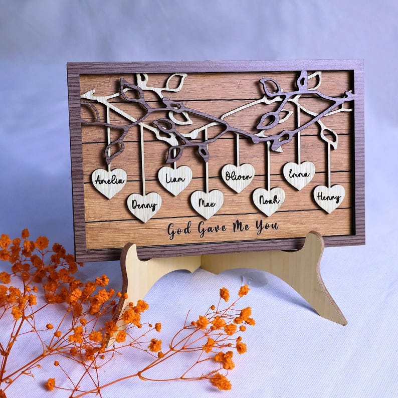 Personalized Family Tree Wood Sign: Custom Engraved Name Art - Etsy