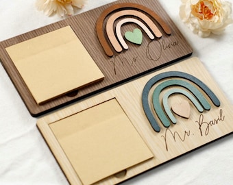 Unique Appreciation Gift for Teachers & Staff, Personalized Back To School Note Holder For Desk, Back to School Sticky Notes
