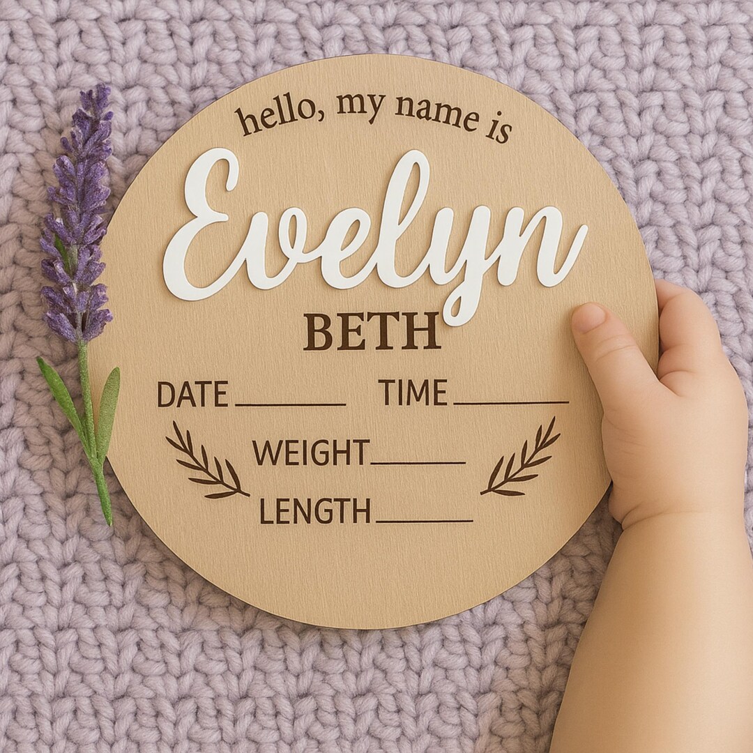 Personalized Baby Name Announcement, Sign Custom 3D Wood Baby Birth ...