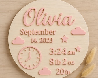 Baby Birth Announcement, Baby Photo Keepsake Gift, Newborn Gift, Personalised Newborn Frame, Birth Announcement Plaque, Babyshower Gifts