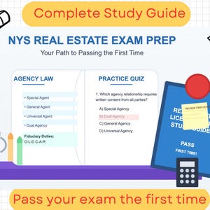 Real Estate Exam Prep Study Guide | Printable Review Packet | Licensed Realtor prep exam | Digital Download | 50 question Practice exam