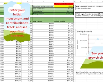 Ultimate Investment Tracker: Compound Interest Calculator, Finance calculator, Retirement calculator, Finance Planner/Google Sheets Template
