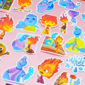 Paquete de 50 unidades: Elemental, Ember Lumen, Wade Ripple y calcomanía