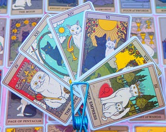 Set van 78 stuks / tarotstickers katten / sticker