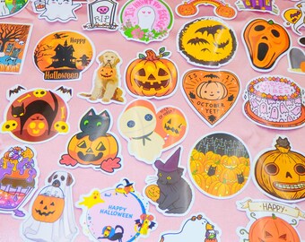 100 Autocollants Halloween – Citrouille, Fantôme, Chauve-souris – Déco Et Scrapbooking – Sans Résidu