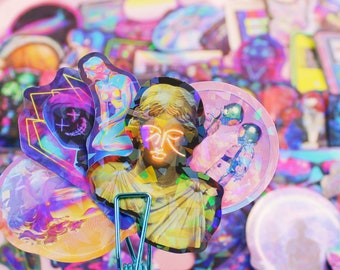 50 PCS A Pack / Holographic Laser Stickers / Cyberpunk/ Punk/ decal