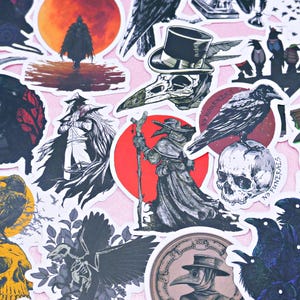 50 pieces a Pack / Retro Stickers / Halloween stickers / Raven Stickers / crow / fantastic / decal
