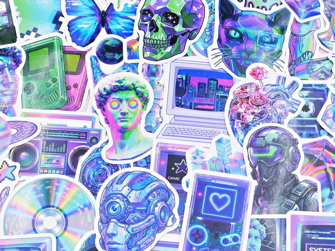 50 Pieces a Pack / Cyberpunk Stickers / Vinyl Stickers / Digital World ...