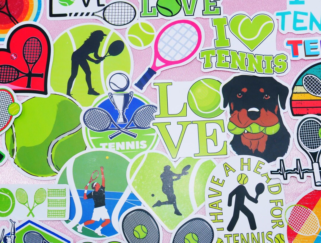 Tennis Racket Digital Stickers Tennis Stickers Pack / 50 PCS A Pack / Stickers Pack / Tennis Ball ...