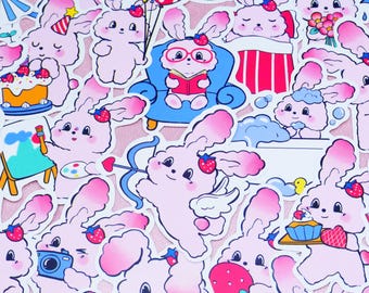 51 piezas por paquete / Pegatinas de conejito / Pegatinas de conejo / Súper lindas / calcomanía
