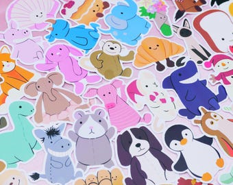 50 unidades por paquete / Pegatinas Jellycat / Pegatinas para peluches / Súper lindas / calcomanía