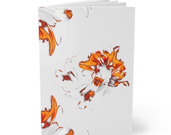 Burnt Orange Abstract Wildflower Notebook, Floral Print Softcover Notebook, A5