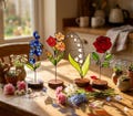 Personalized Birth Month Floral Suncatcher, August Birth Flower Stained Glass Unique Birthday Gift for Her, July Botanical Flower Gift