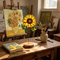 Sunflower Stained Glass Suncatcher, Handcrafted Van Gogh Style Window Art, Sunflower Suncatcher, Summer Home Decor, Unique Housewarming Gift