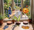 Stained Glass Birth Flower Plant Stake | Personalized Birth Month Floral Suncatcher | Birth Flower Gift| Unique Gift for Birthday, Thank You