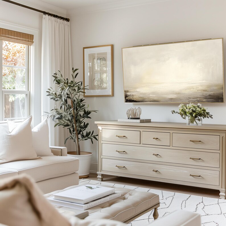 Serene Abstract Samsung Frame TV Art Soft Beige Palette Minimalist