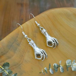 OK Hand Earrings: Sterling Silver Hooks, Gotcha Game Jewelry, Made You Look Gift, Lightweight