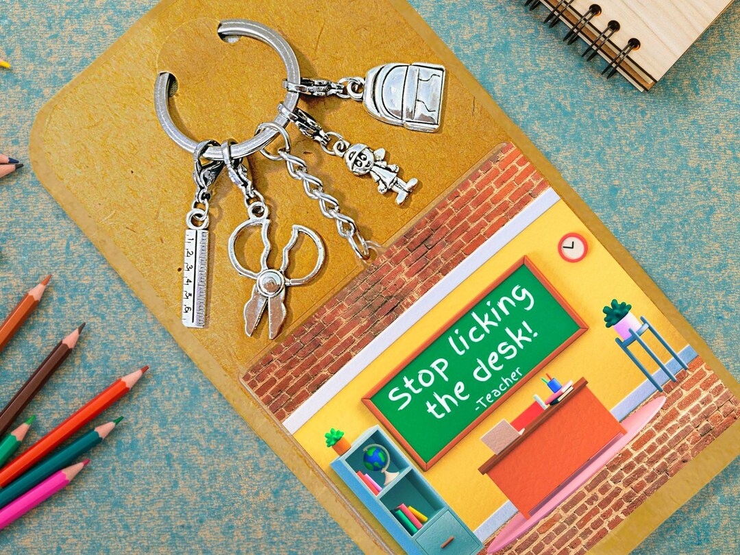 Student Org Key Chain Funny Teacher Keychain: Student/backpack/scissors/ruler Charms, 'stop ...