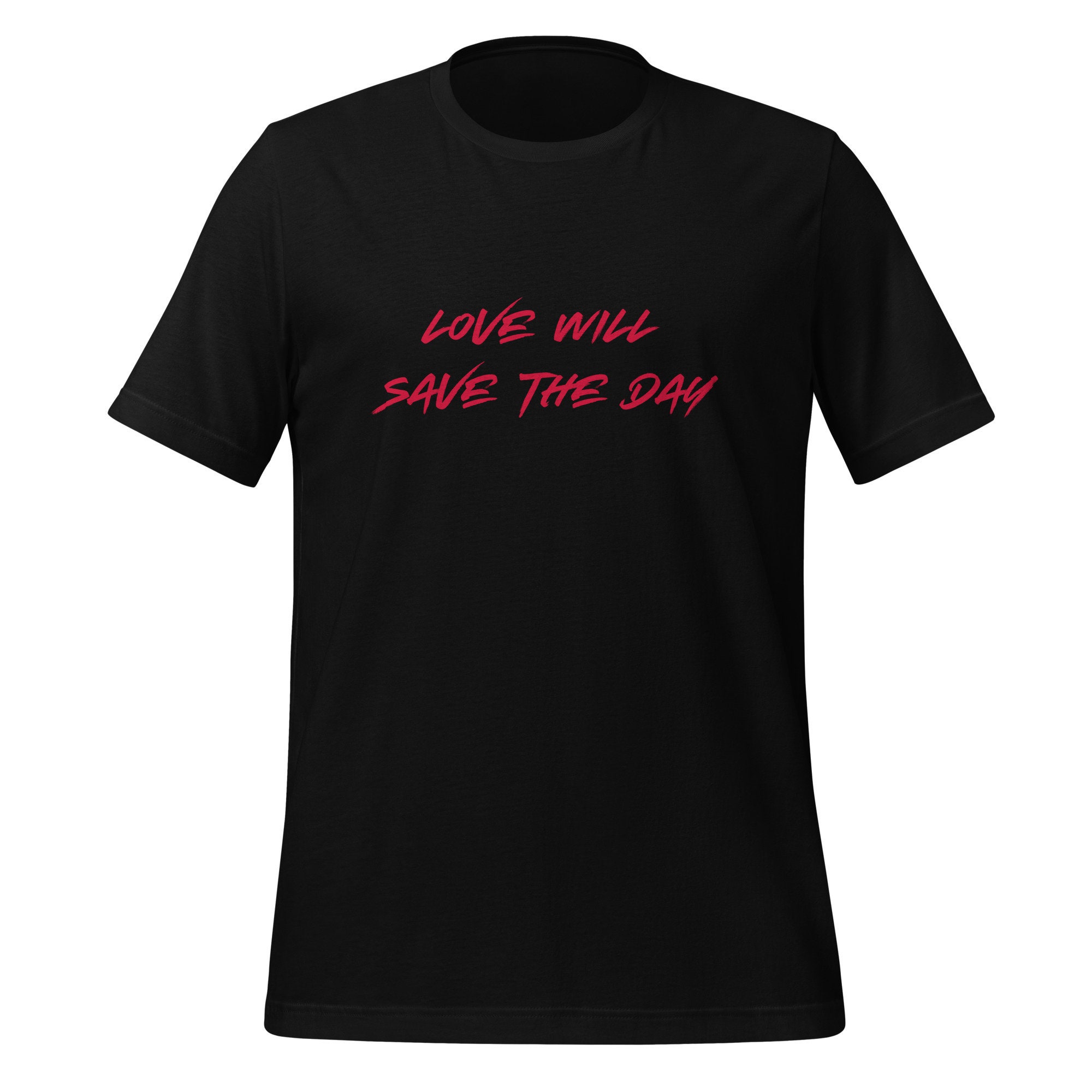 Love Will Save the Day Graffiti Tee - Vibrant Statement Black T