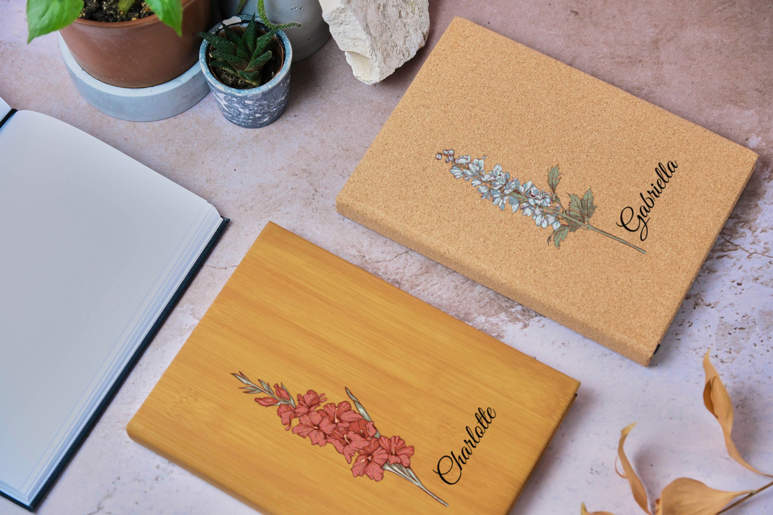 Custom Birth Flower Sketchbook, Personalized Sketchbook