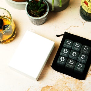 Company Logo Engraved Whiskey Stones, Whiskey Stone Set, Business Gift, Whiskey Lover Gift, Personalized Chilling Stones, Corporate Gifts