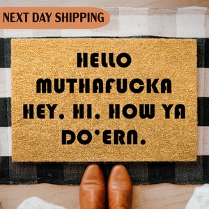 Funny Swear Word Doormat, Hello Muthafucka Entry Mat, Offensive Welcome Mat, Decorative Mat, Funny Housewarming Gift, Porch Decor, Home Gift