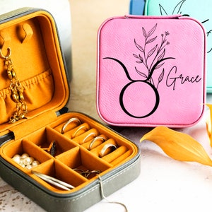 Zodiac Jewelry Box, Leather Jewelry Box, Zodiac Sign Jewelry Box, Birthday Gift, Travel Jewelry Box, Jewelry Organizer, Custom Zodiac Gift