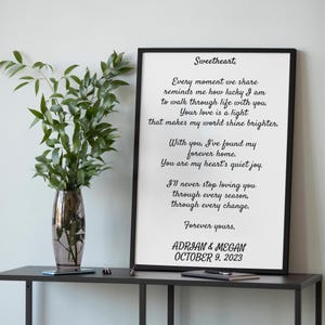 Custom Speech Print, Custom Text Print, Wedding Ceremony Print, Wedding Gift, Framed Art, Wall Decor, Couples Gift, Anniversary Gift