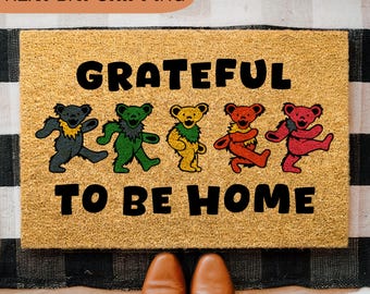 Grateful To Be Home Doormat, Grateful Dead, Home Decor, Colorful Doormat, Coir Doormat, Front Door Mat, Outdoor Decor, Housewarming Gift