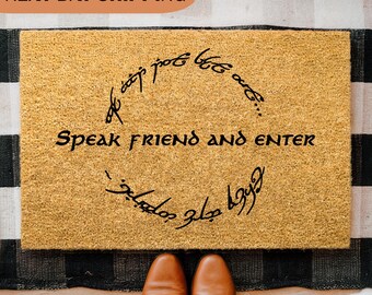 Speak Friend And Enter Doormat, Funny Doormat, Elvish Door Mat, Housewarming Gift, Front Porch Decor, Home Decor, Unique Gift, Home Doormat