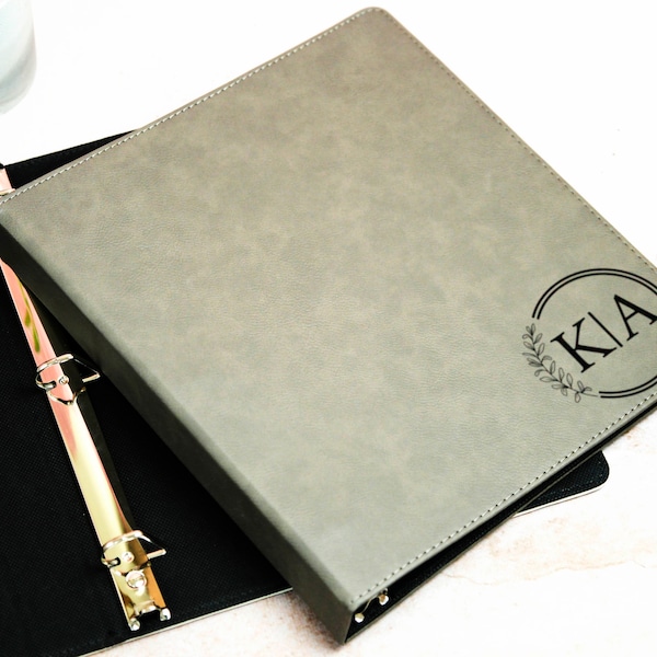 Personalized Leather Binder, 3 Ring Binder, Business Portfolio, Custom Engraved Binder, Leather Ring Binder, Office Gift, School Supplies