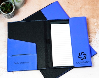 Personalized Company Logo Engraved Padfolio, Refillable Flapped Padfolio, Office Gift, Business Gift, Custom Notepad Cover, Corporate Gift