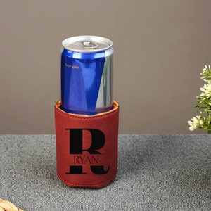 Custom Beer Can Cooler, Custom Leather Can Holder, Bachelor Party Gifts, Groomsmen Beer Holder, Beverage Holder, Groomsmen Proposal Gift