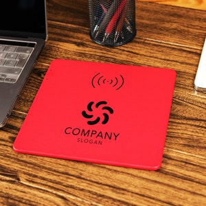 Custom Company Logo Charging Mat, Gift For Dad, Personalized Phone Charger, Coworker Gift, Boss Gift, Office Gifts, Leather Charging Mat